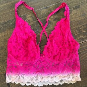 No Boundaries Pink and White Lace Bralette